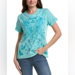 Johnny Was Crew Neck Butterfly Tee Size Small NWT